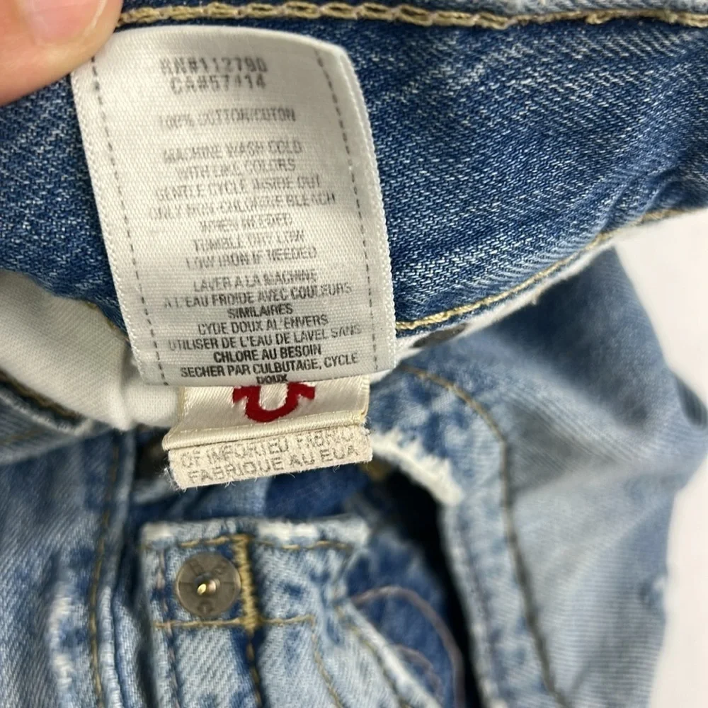 True Religion‎ Men 32 Faded Distressed Straight Flap Pockets Jean